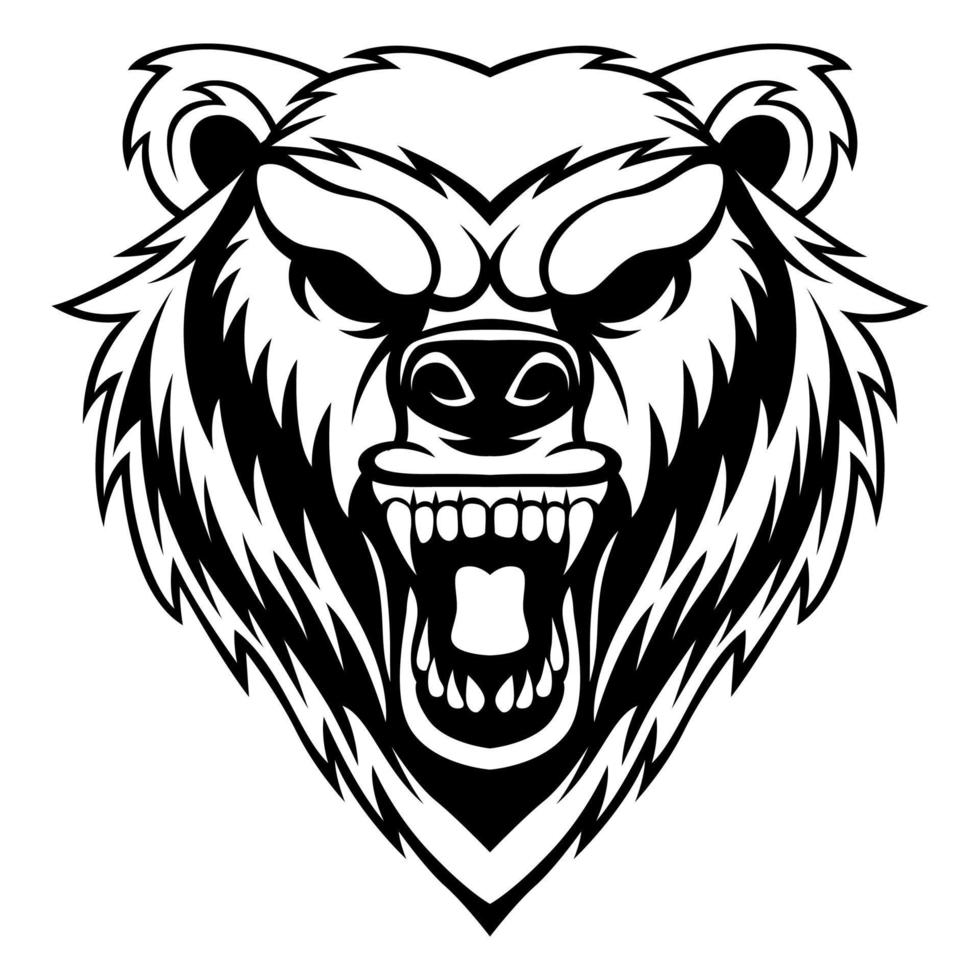 ours vecteur. noir et blanc grisonnant ours logo conception vecteur modèle