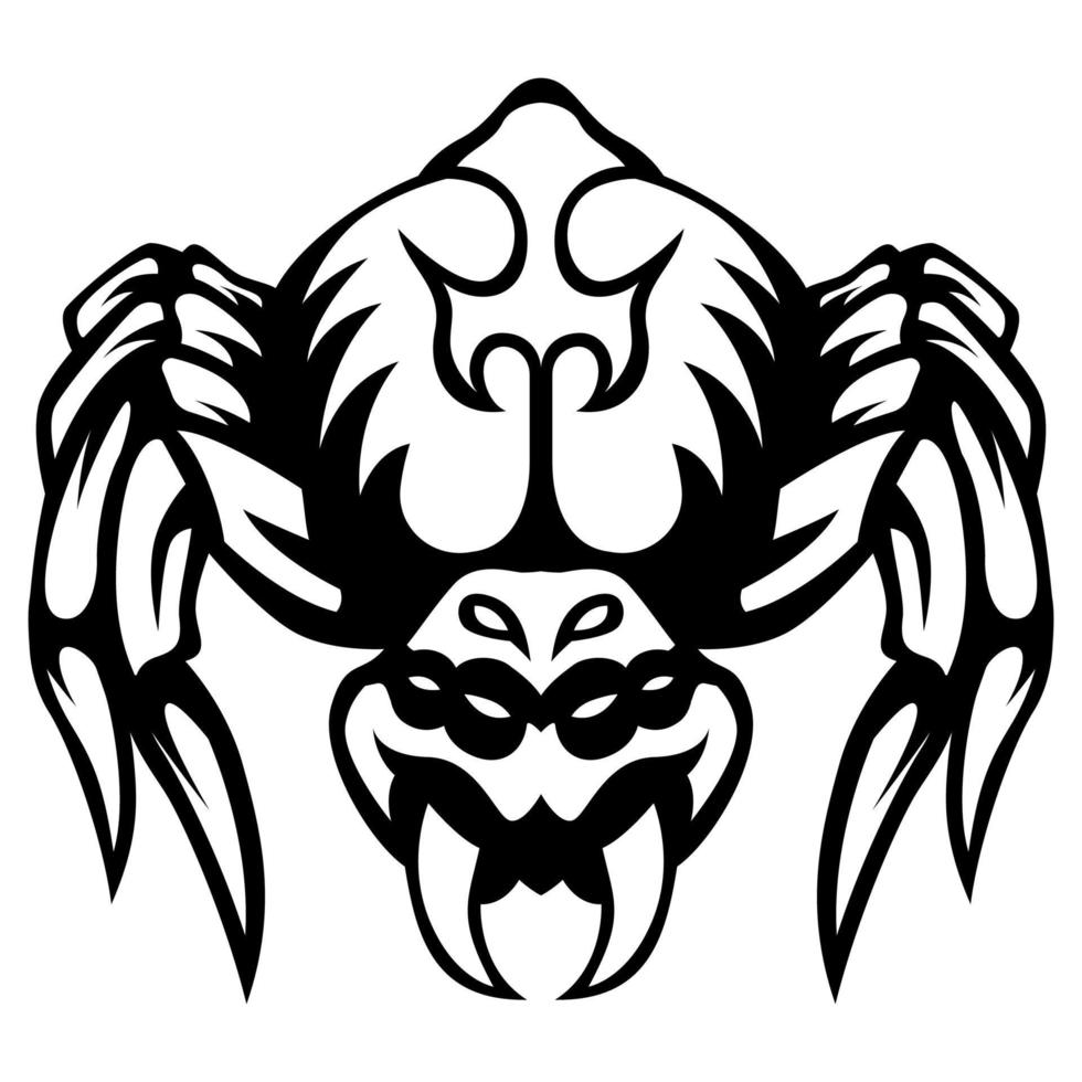 araignée mascotte vecteur noir et blanc conception modèle vecteur illustration