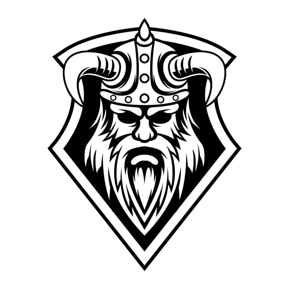 viking vecteur tête logo noir et blanc conception illustration modèle