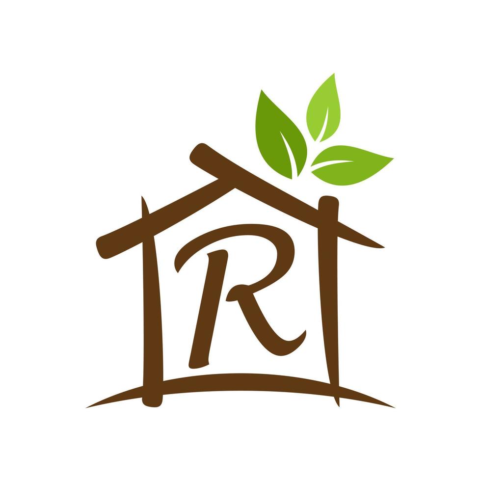 initiale r Accueil jardin logo vecteur