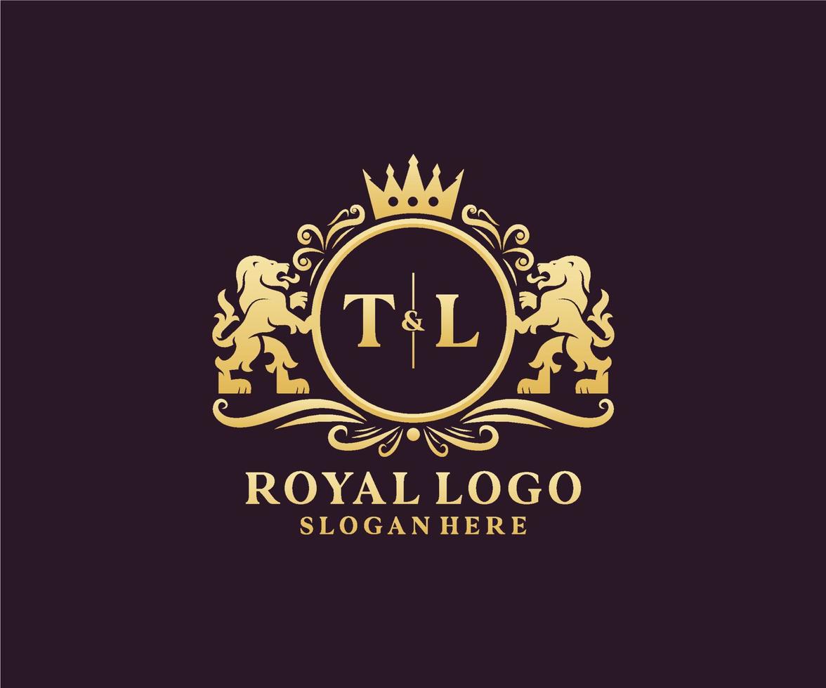 modèle de logo de luxe royal lion lettre initiale tl en art vectoriel pour restaurant, royauté, boutique, café, hôtel, héraldique, bijoux, mode et autres illustrations vectorielles.