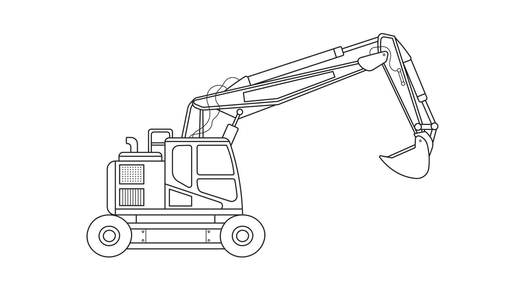 main tiré vecteur illustration Couleur les enfants construction mini Taille à roues excavatrice construction machine clipart