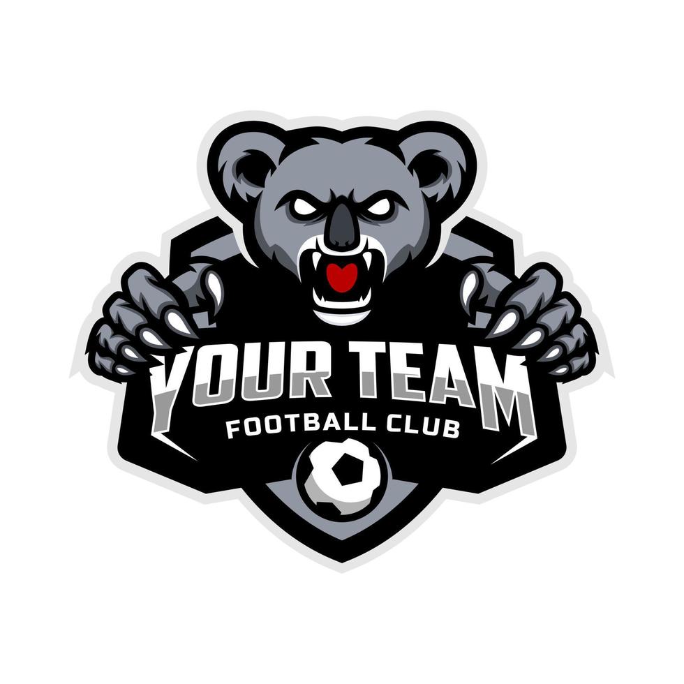 koala mascotte pour une Football équipe logo. école, Université ou ligue. vecteur illustration.