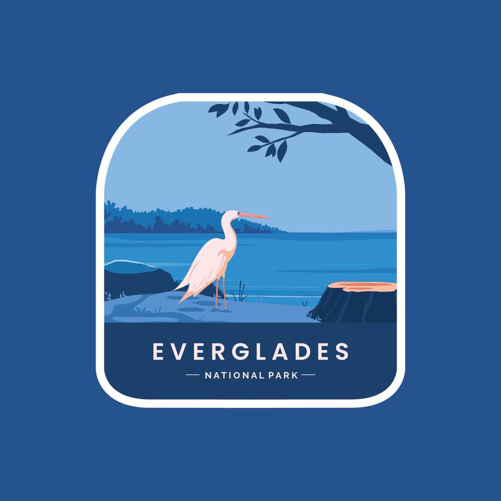 Everglades nationale parc badges emblème pièce avec plat style vecteur illustration