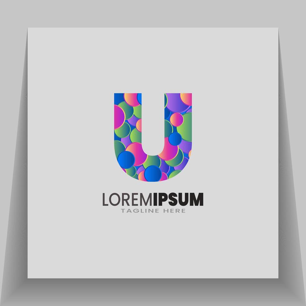 u lettre logo coloré avec cercle géométrique formes. moderne abstrait logo modèle, pour marque identité symbole marquer. vecteur