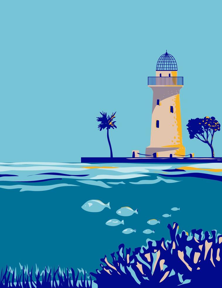 boca chita phare dans biscayne nationale parc Floride wpa affiche art vecteur