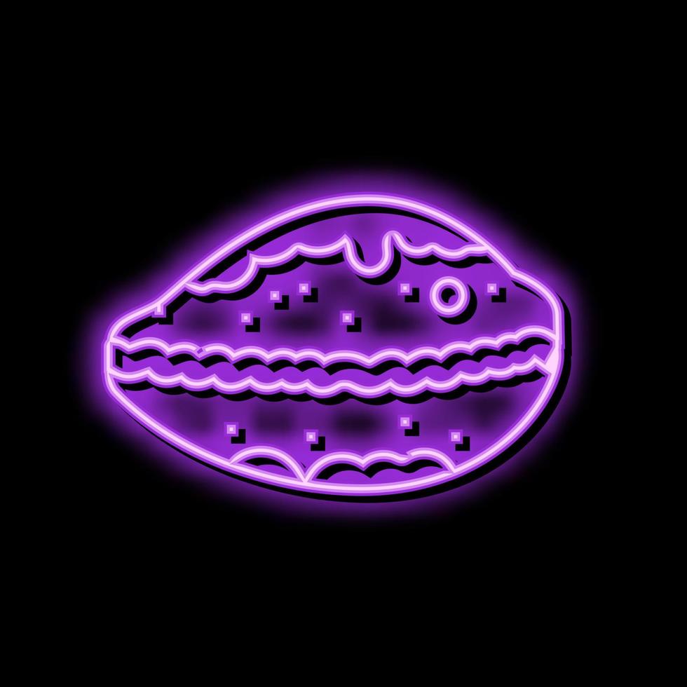 cauri mer coquille plage néon lueur icône illustration vecteur