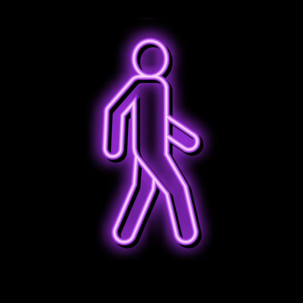 marcher homme silhouette néon lueur icône illustration vecteur