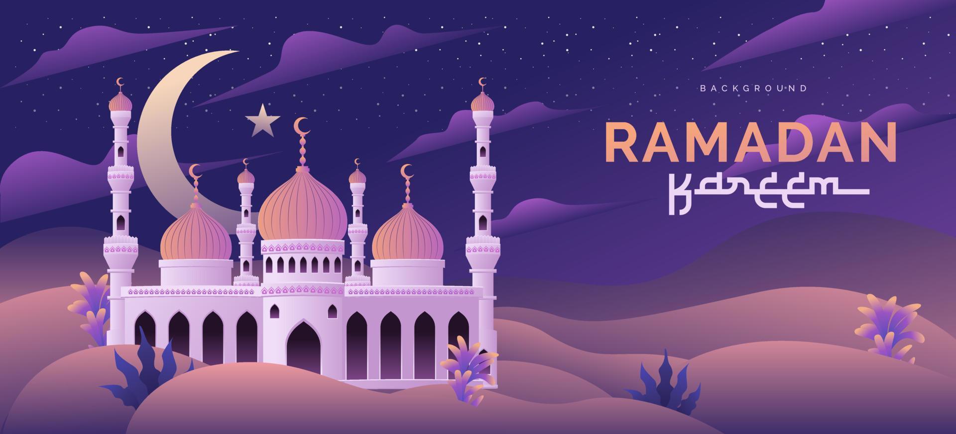 mosquée beauté Ramadan kareem bannière conception modèle vecteur ilustration