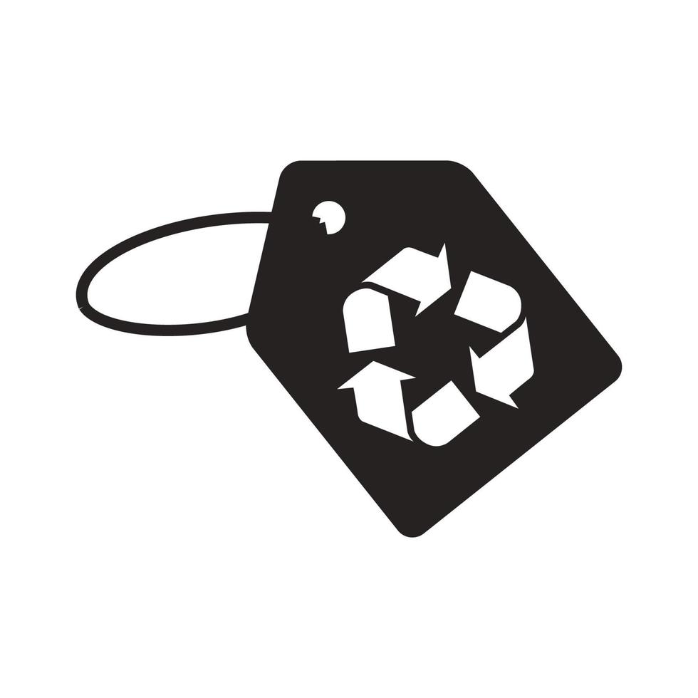 recyclé emballage étiquette icône dans noir plat glyphe, rempli style isolé sur blanc Contexte vecteur