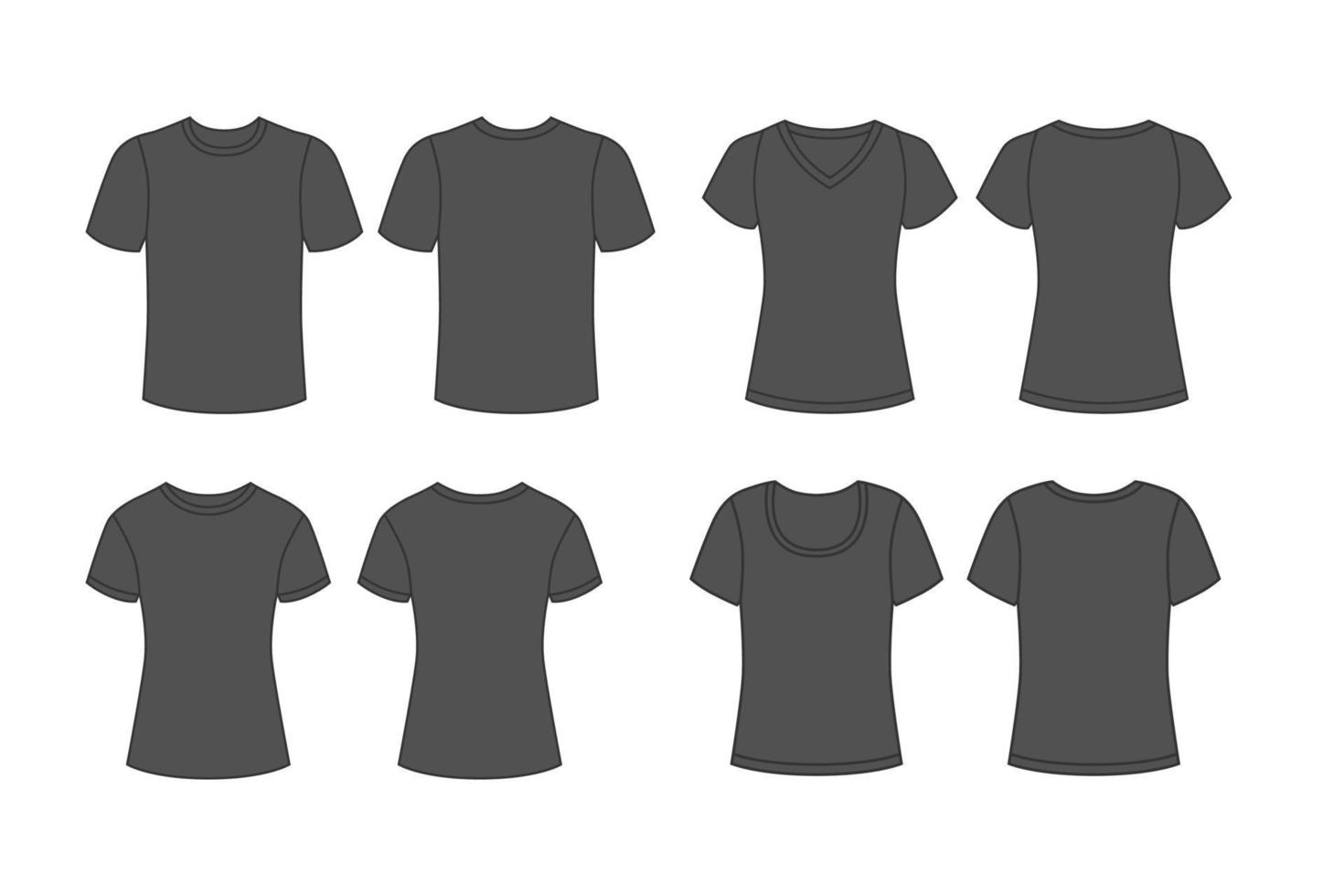 contour T-shirt noir modèle collection vecteur
