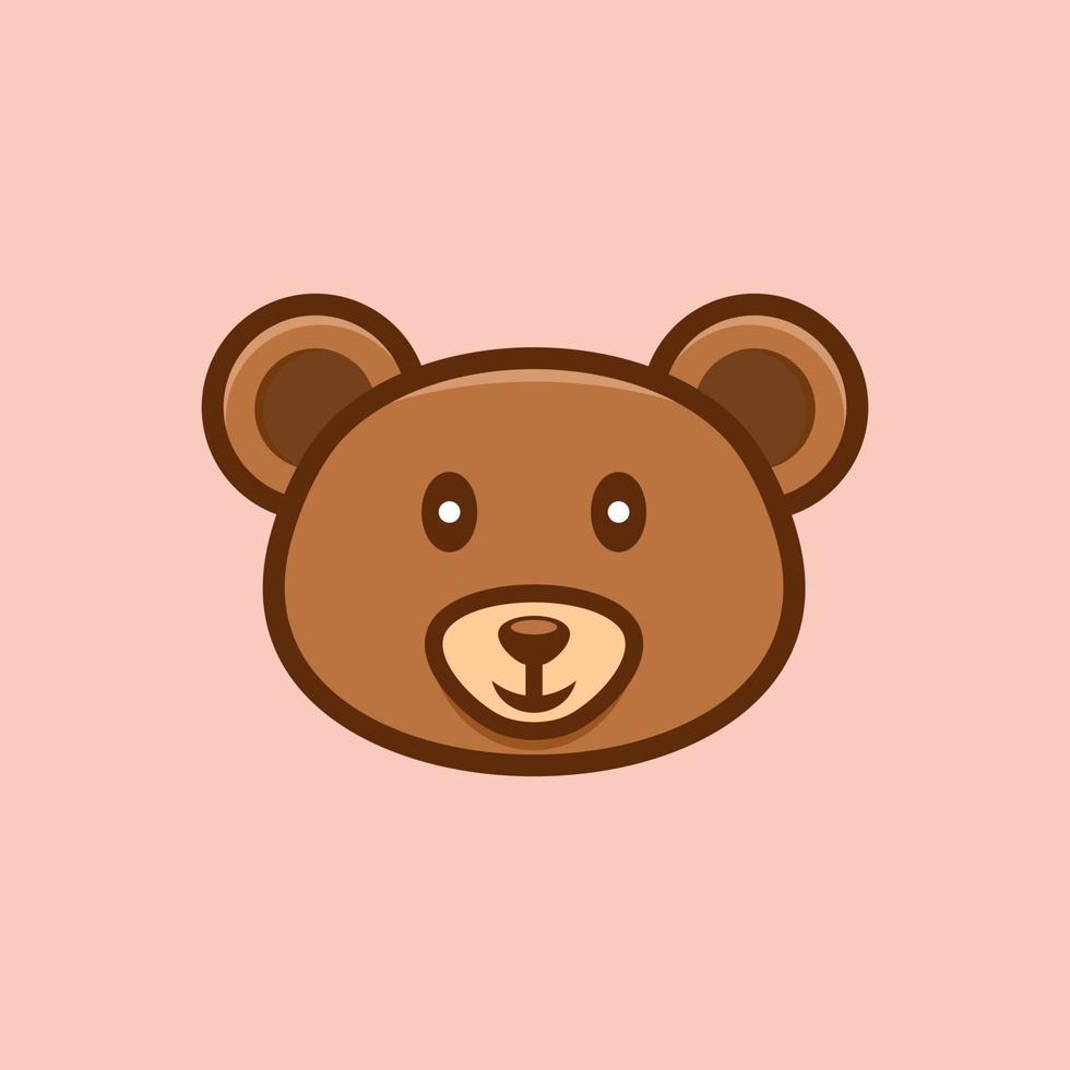 sourire mignonne tête ours logo vecteur