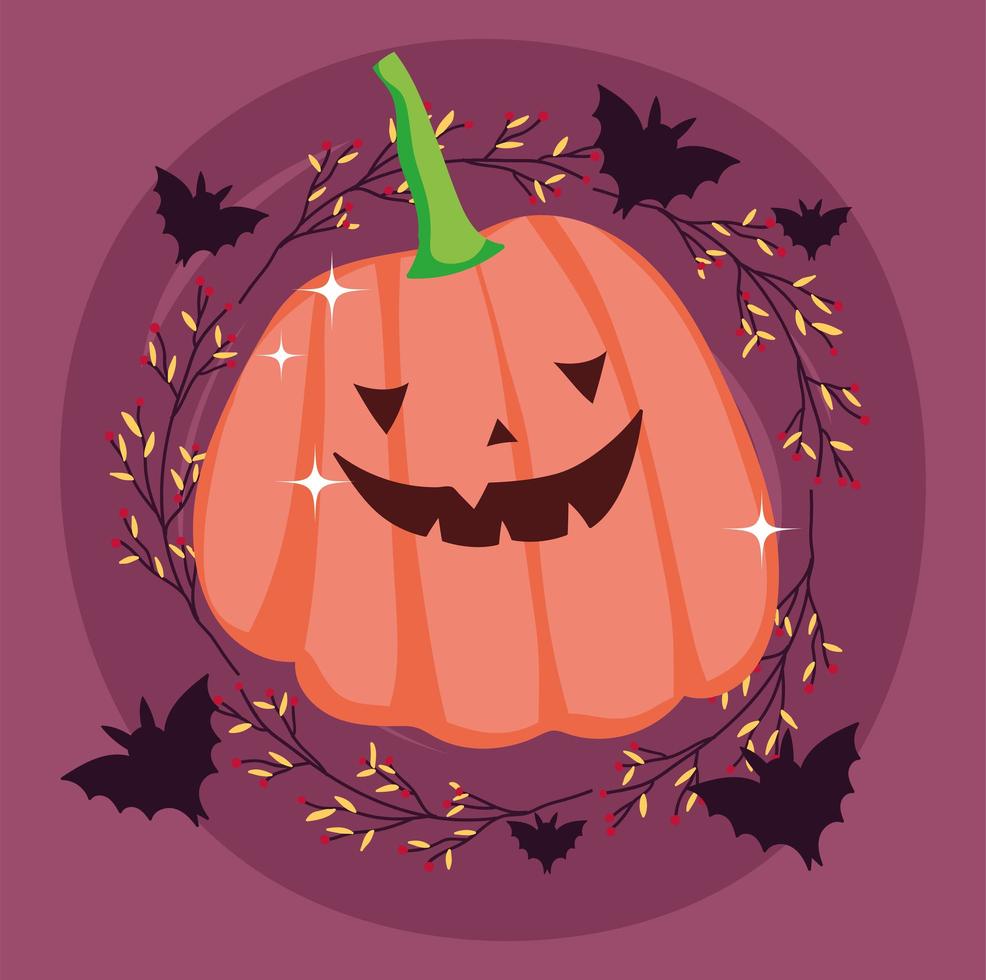 image d'halloween heureux avec citrouille mignonne vecteur