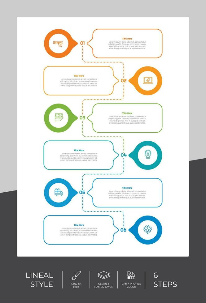 direct processus cercle infographie vecteur conception avec 6 pas pour entreprise. étape infographie pouvez être utilisé pour présentation, brochure et commercialisation.