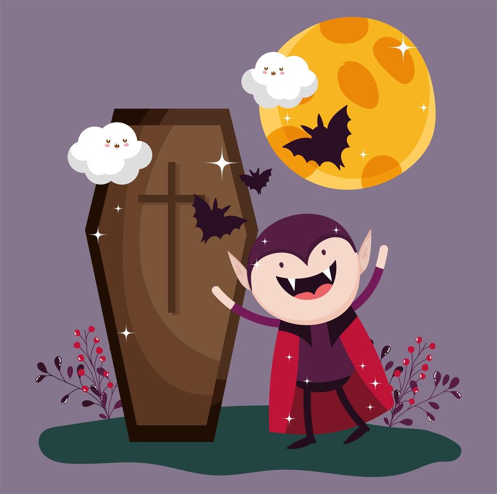 image d & # 39; halloween heureux avec un vampire mignon vecteur