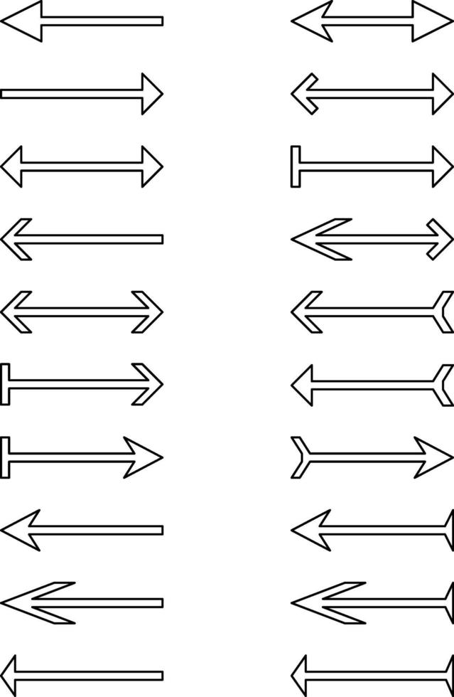 Différents types de flèches, illustration, vecteur sur fond blanc
