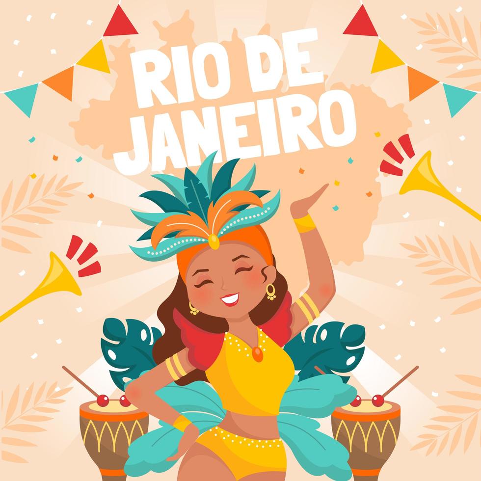 Belles danseuses de samba dansant au carnaval de rio vecteur