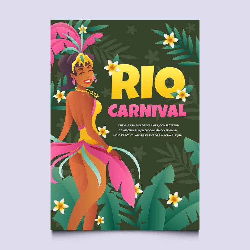 Carnaval de Rio de Janeiro avec fille en costume vecteur