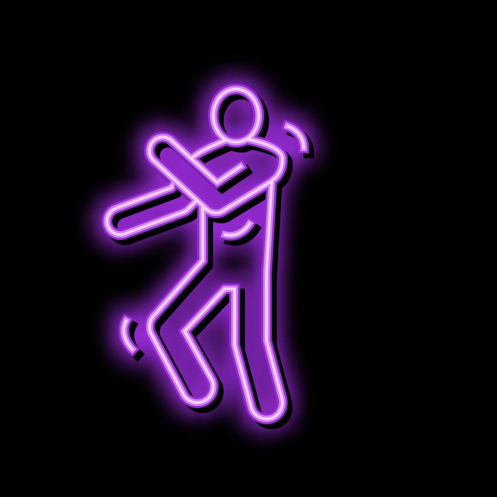 Danse homme silhouette néon lueur icône illustration vecteur