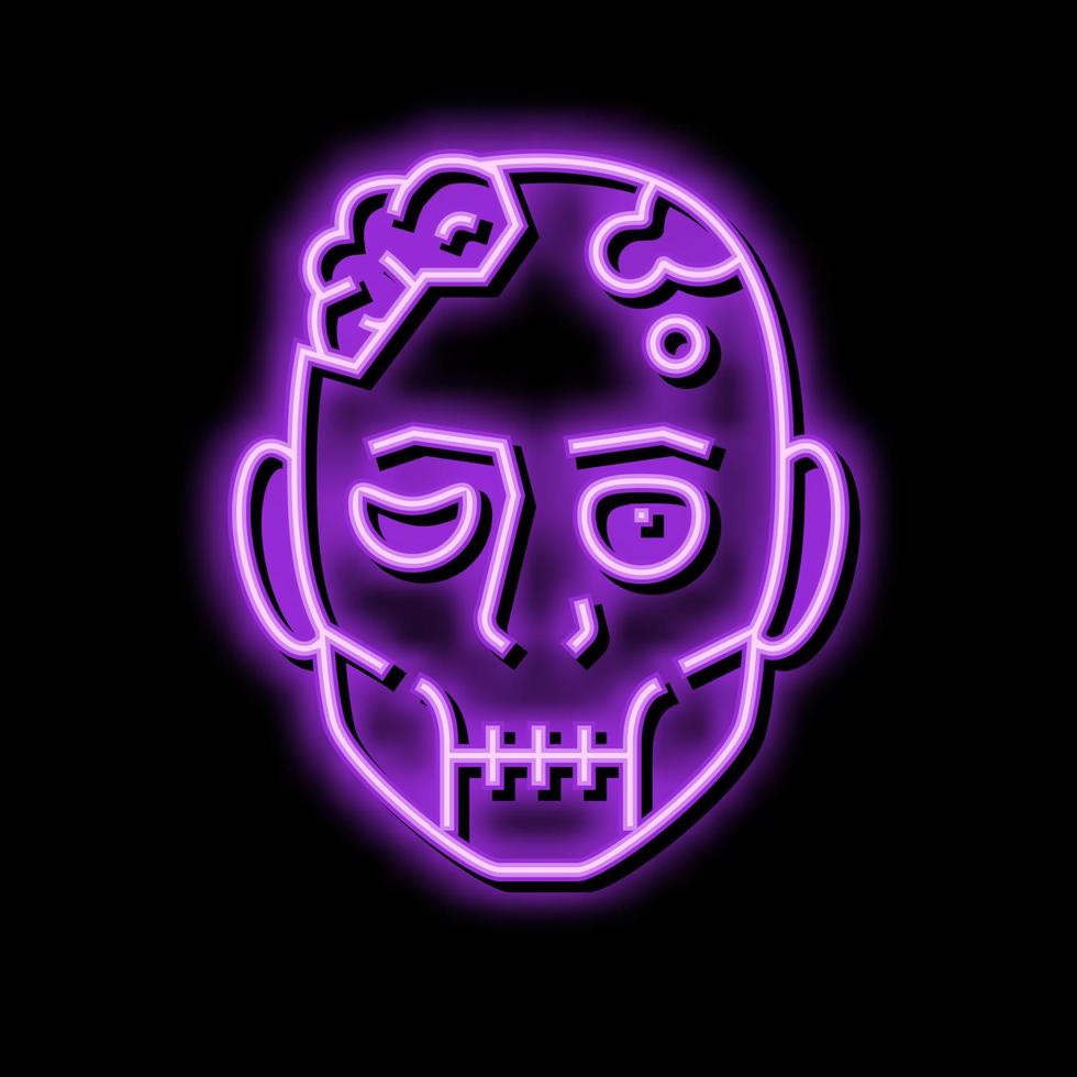 zombi mort néon lueur icône illustration vecteur