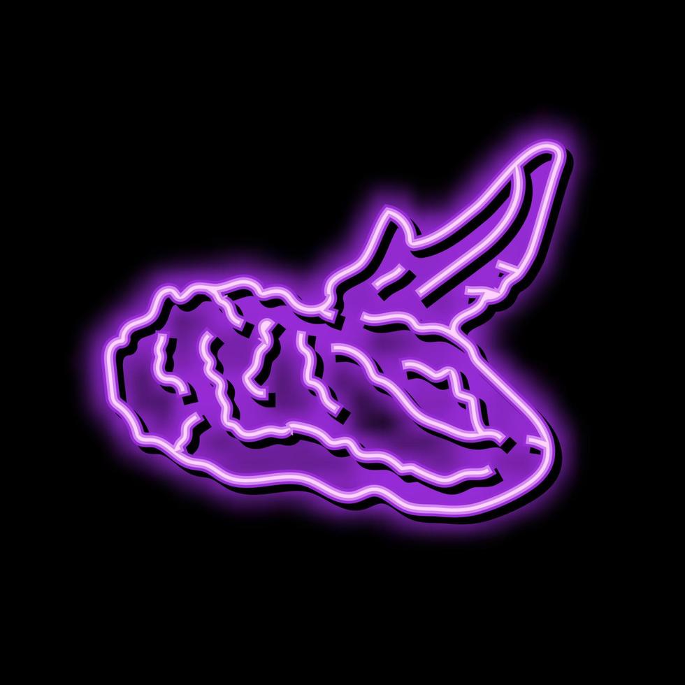 aile frit poulet néon lueur icône illustration vecteur
