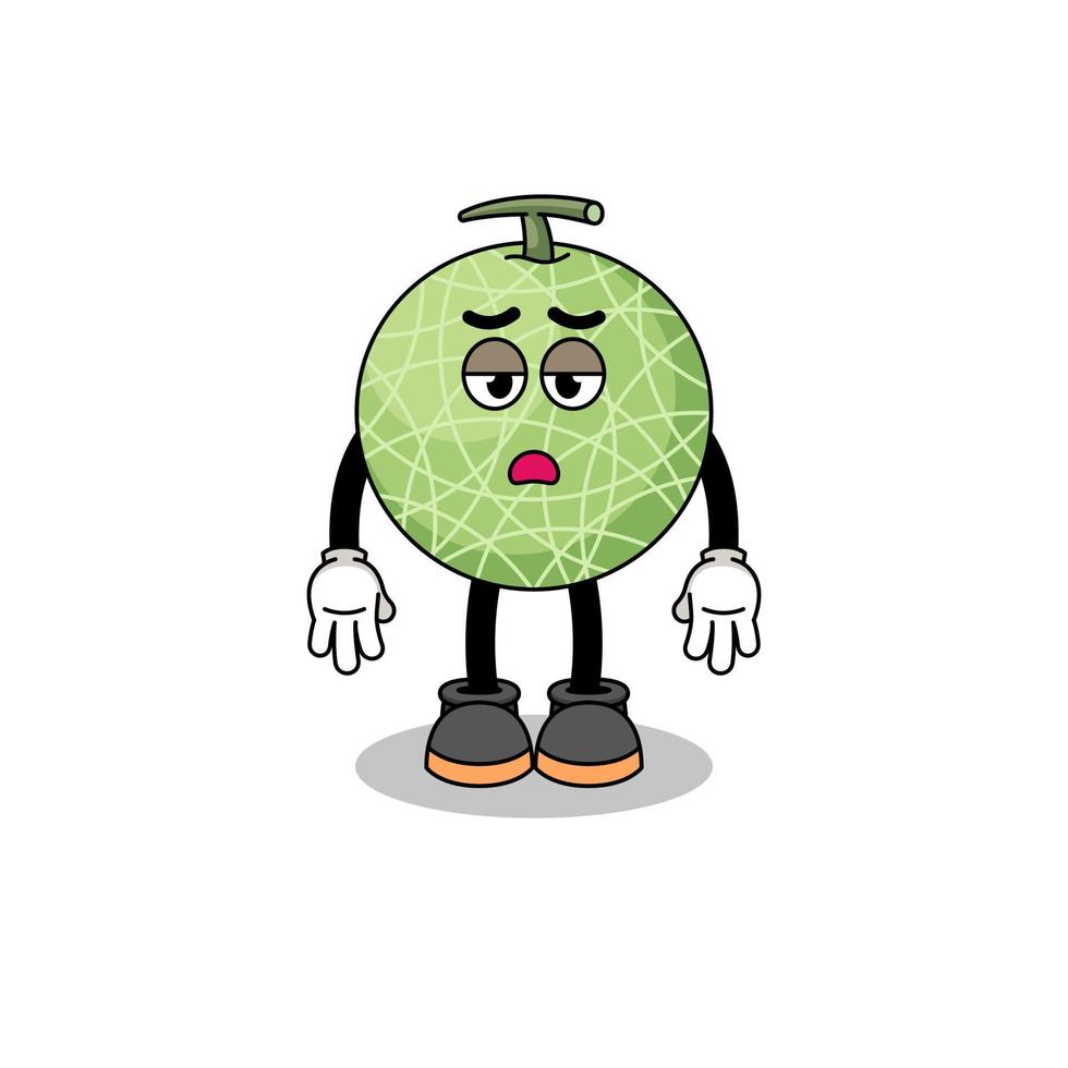 melon fruit dessin animé avec fatigue geste vecteur