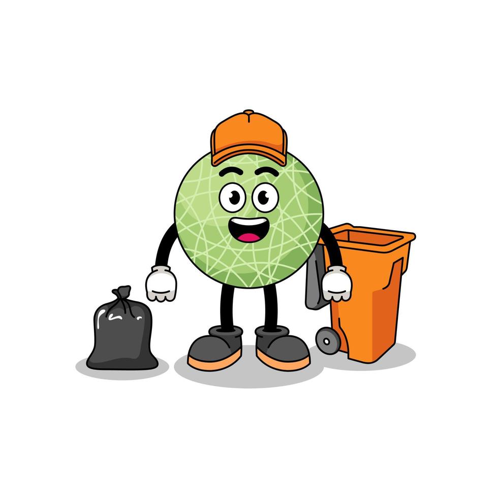 illustration de melon fruit dessin animé comme une des ordures collectionneur vecteur