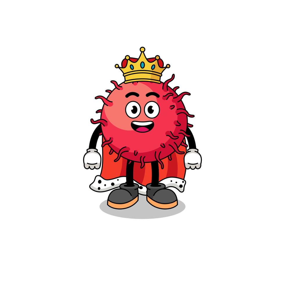 mascotte illustration de ramboutan fruit Roi vecteur