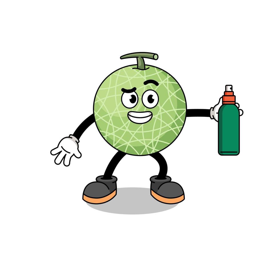 melon fruit illustration dessin animé en portant moustique repoussant vecteur