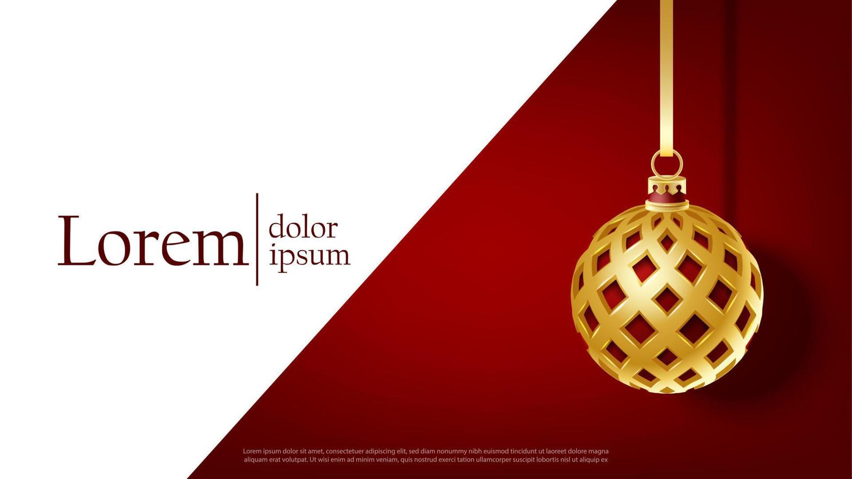 vecteur bannière illustration. publicité modèle. rouge Contexte et gros d'or Noël balle.