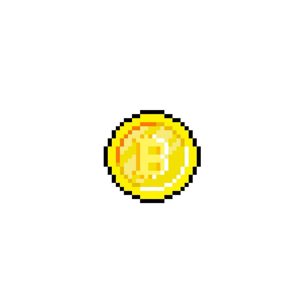 bitcoin pièce de monnaie signe dans pixel art style vecteur