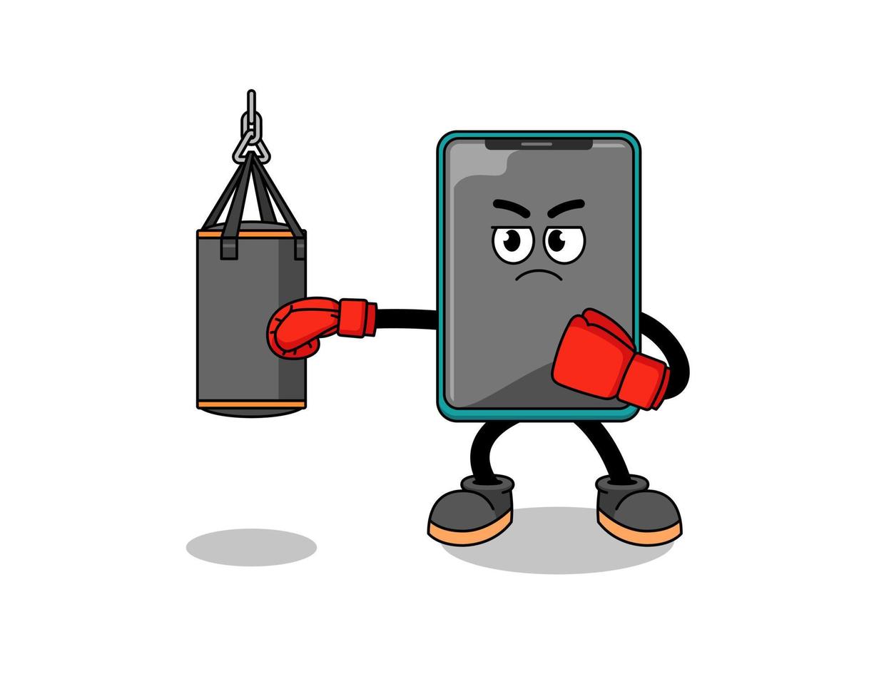 illustration de téléphone intelligent boxeur vecteur