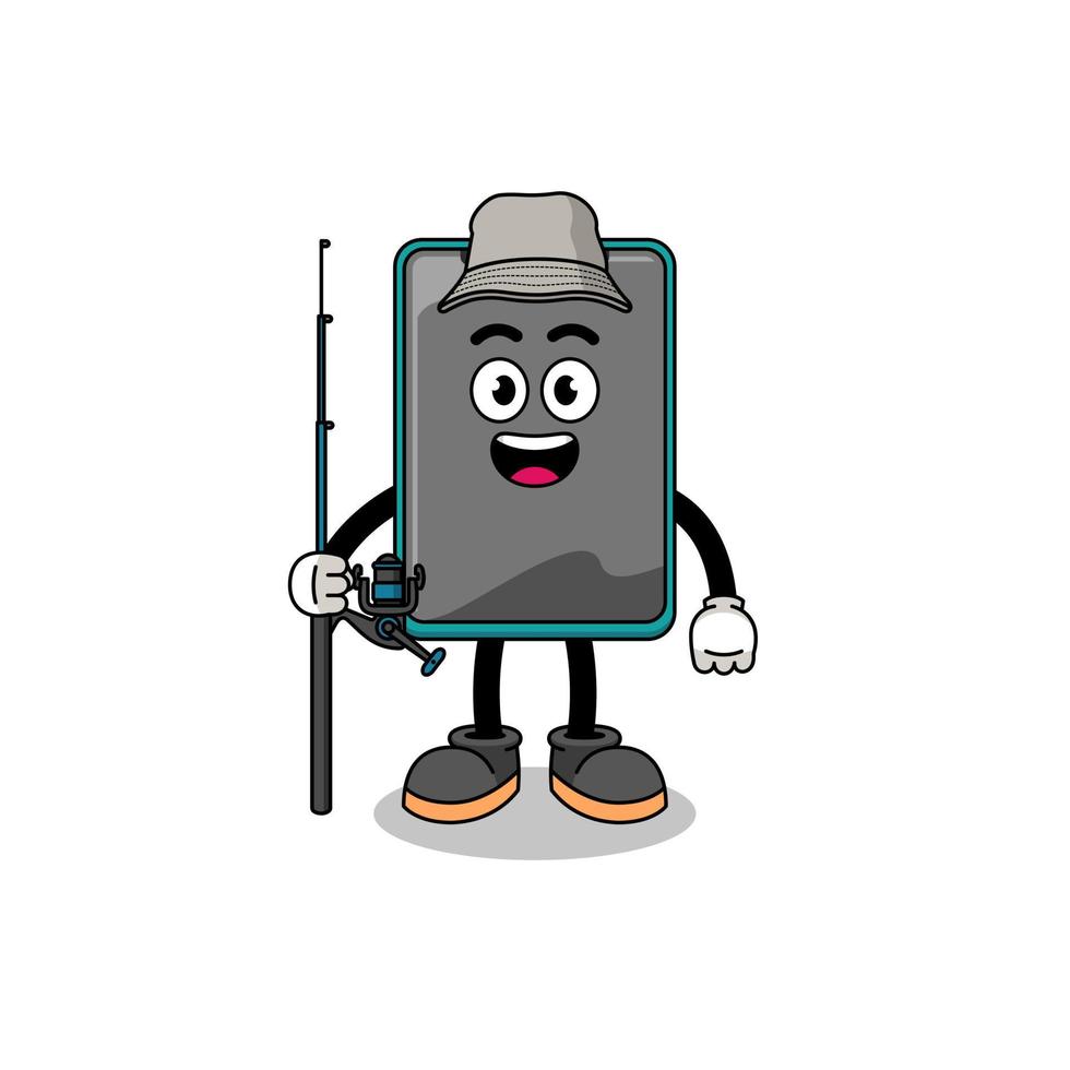 mascotte illustration de téléphone intelligent pêcheur vecteur