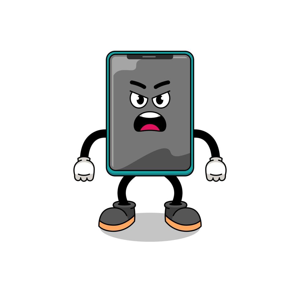 téléphone intelligent dessin animé illustration avec en colère expression vecteur