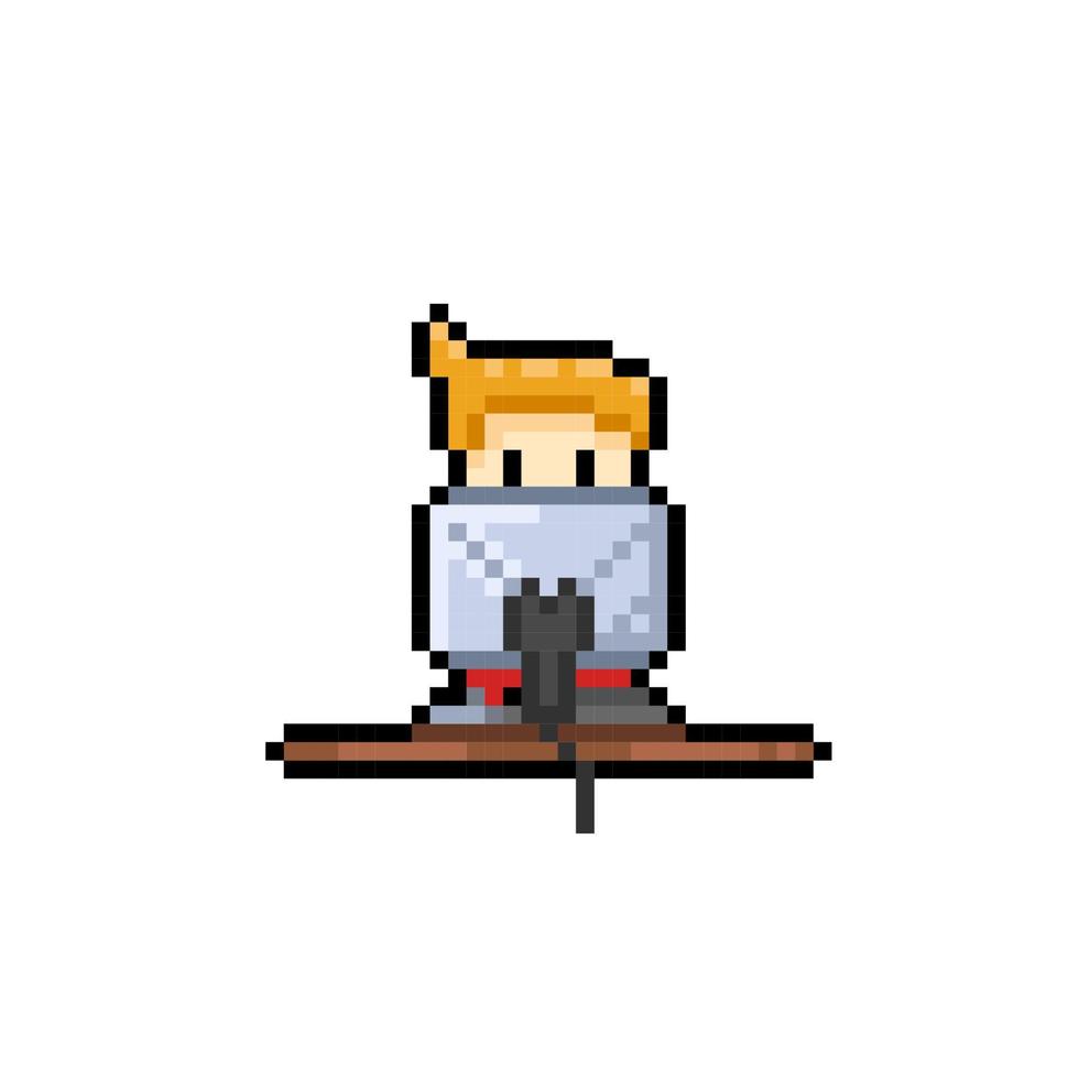 homme dans de face de bureau dans pixel art style vecteur