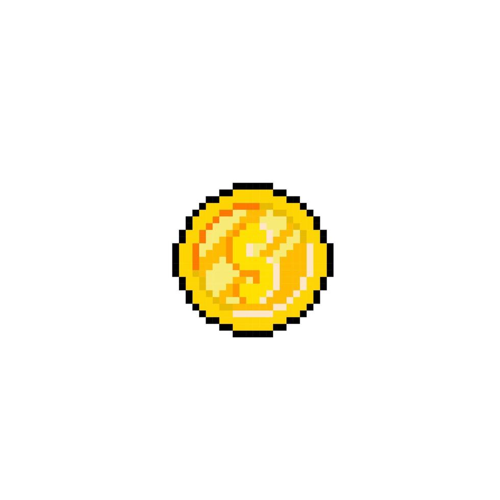 or pièce de monnaie avec dollar signe dans pixel art style vecteur