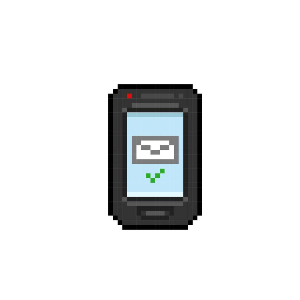 noir mobile téléphone avec Envoi en cours message dans pixel art style vecteur