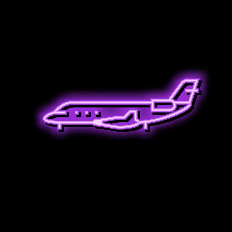 privé jet avion avion néon lueur icône illustration vecteur