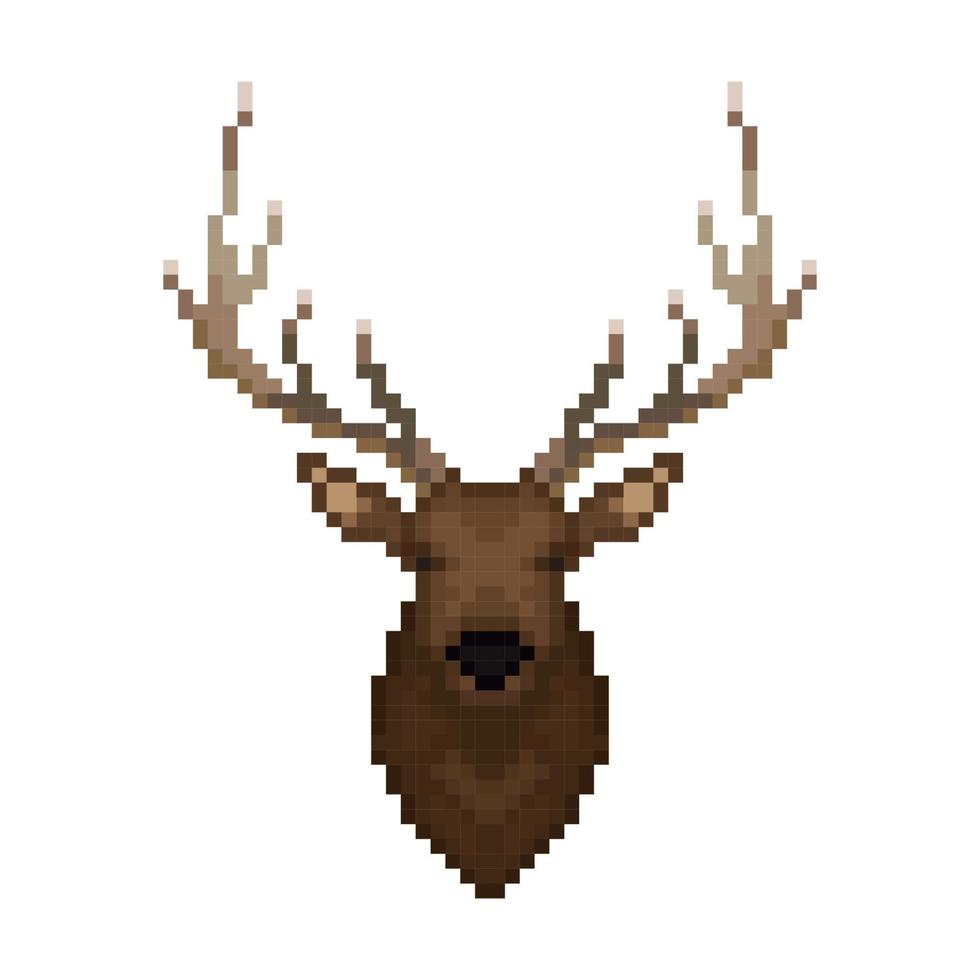 tête de cerf. Pixel art. animal sauvage. illustration vectorielle. vecteur