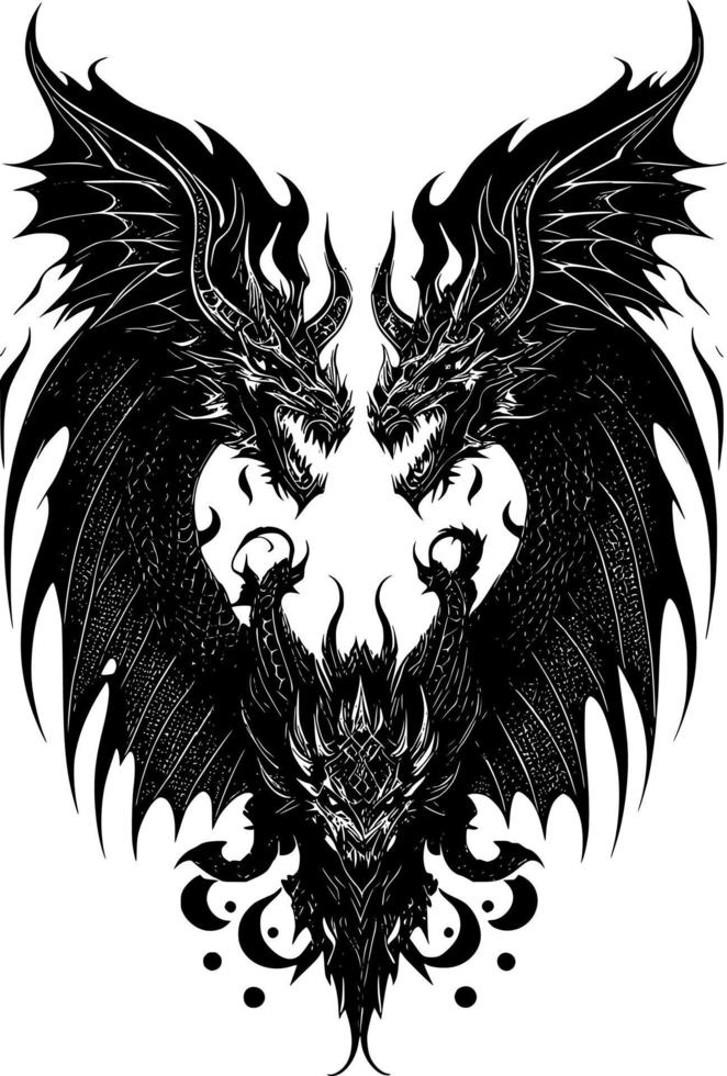 dragon avec une tatouage tête sur blanc Contexte vecteur