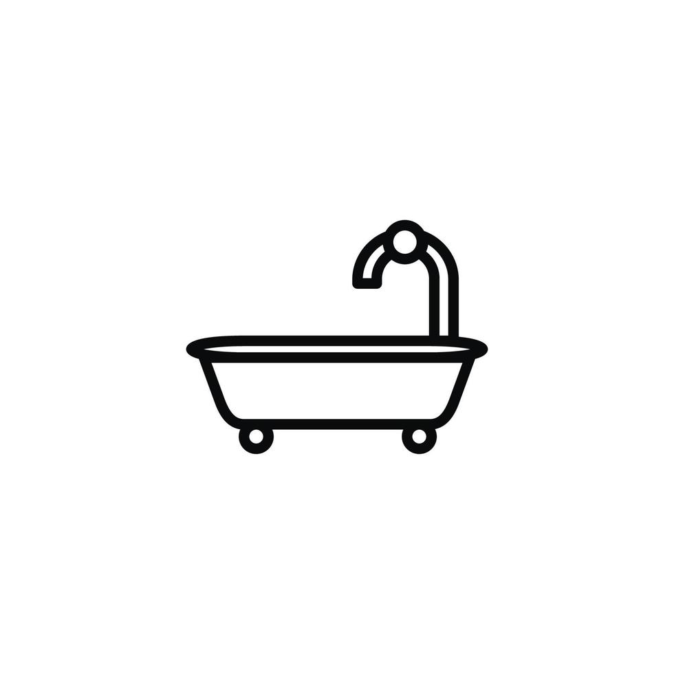 baignoire icône avec contour style vecteur