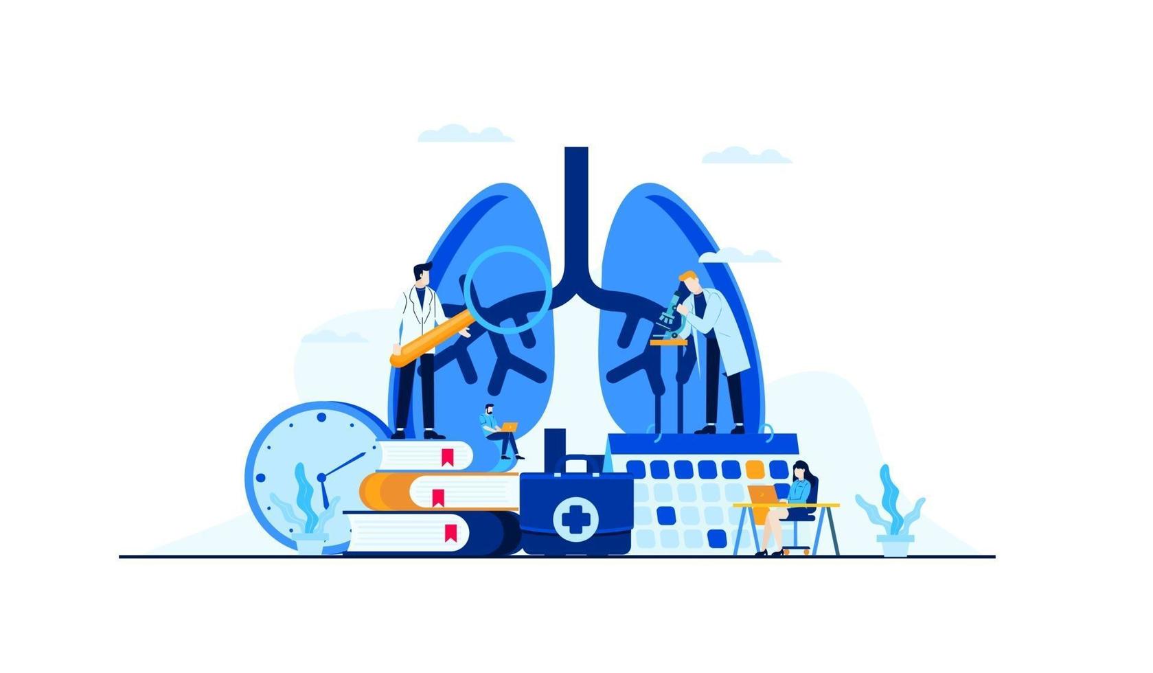 maladie pulmonaire vector illustration plate recherche du médecin pour la conception de concept de traitement