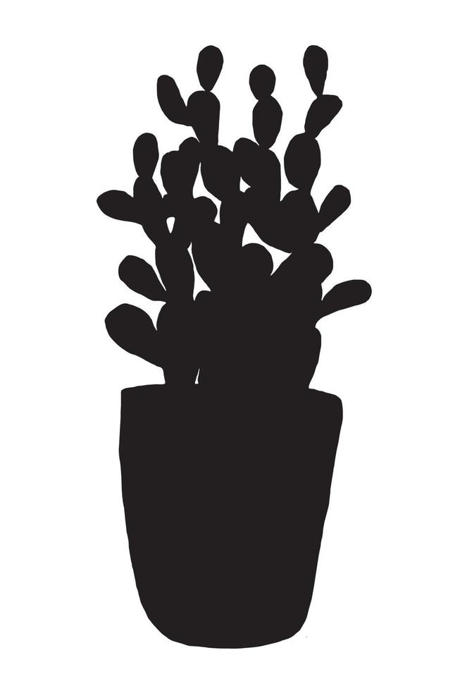 illustration vectorielle de silhouette de cactus. isolé sur fond blanc. cactus noir en pot. vecteur