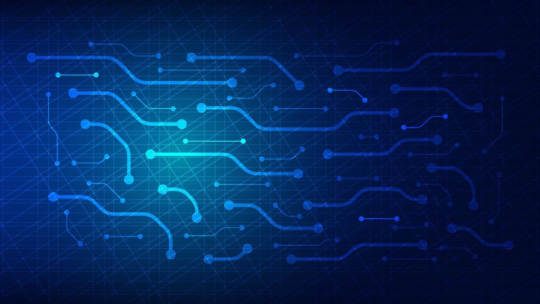 carte de circuit imprimé numérique de haute technologie. pad ai et lignes électriques connectées sur fond d'éclairage bleu. concept d'élément de conception de technologie futuriste vecteur