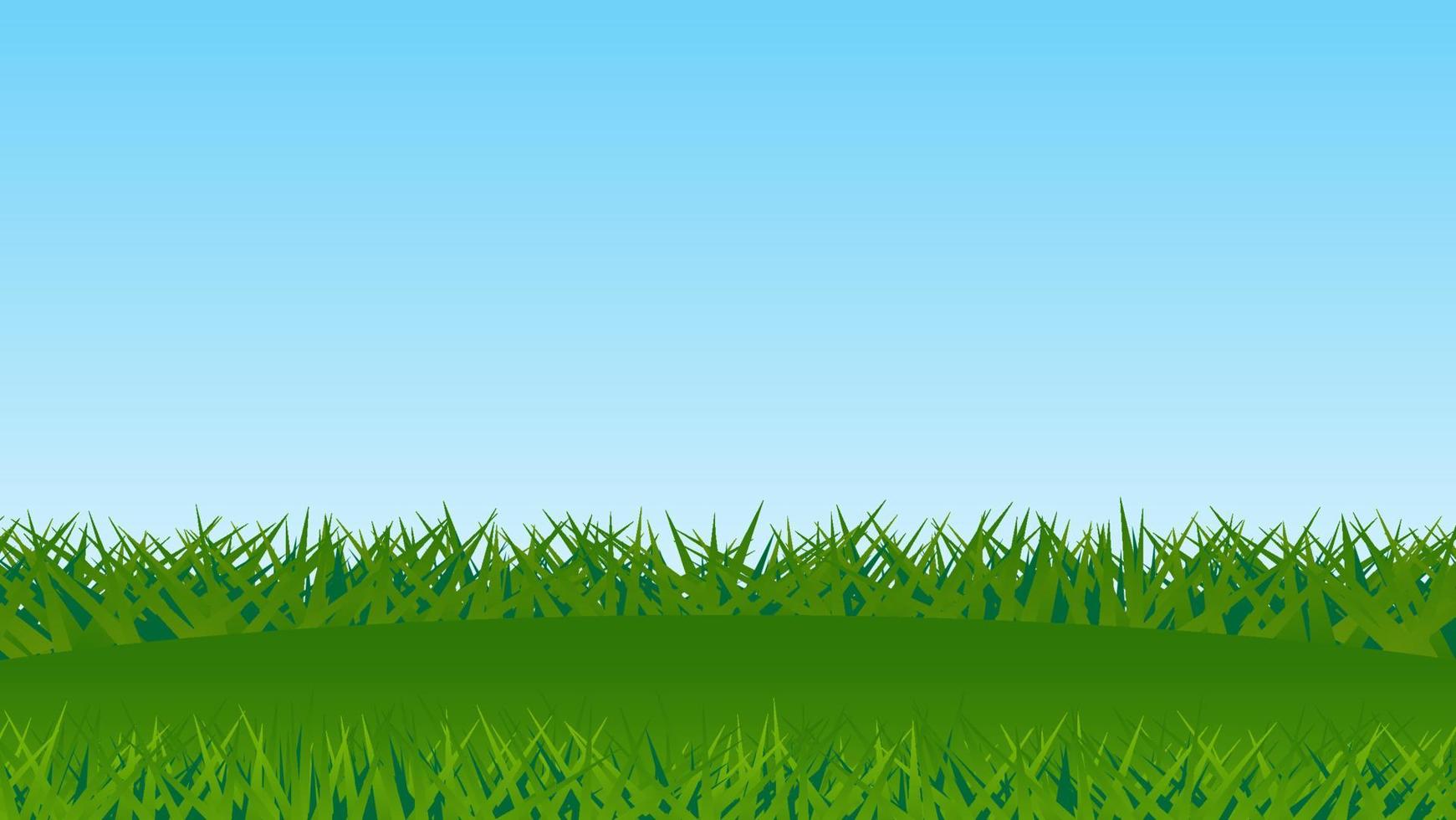 paysage dessin animé scène. vert colline avec herbe et bleu ciel vecteur