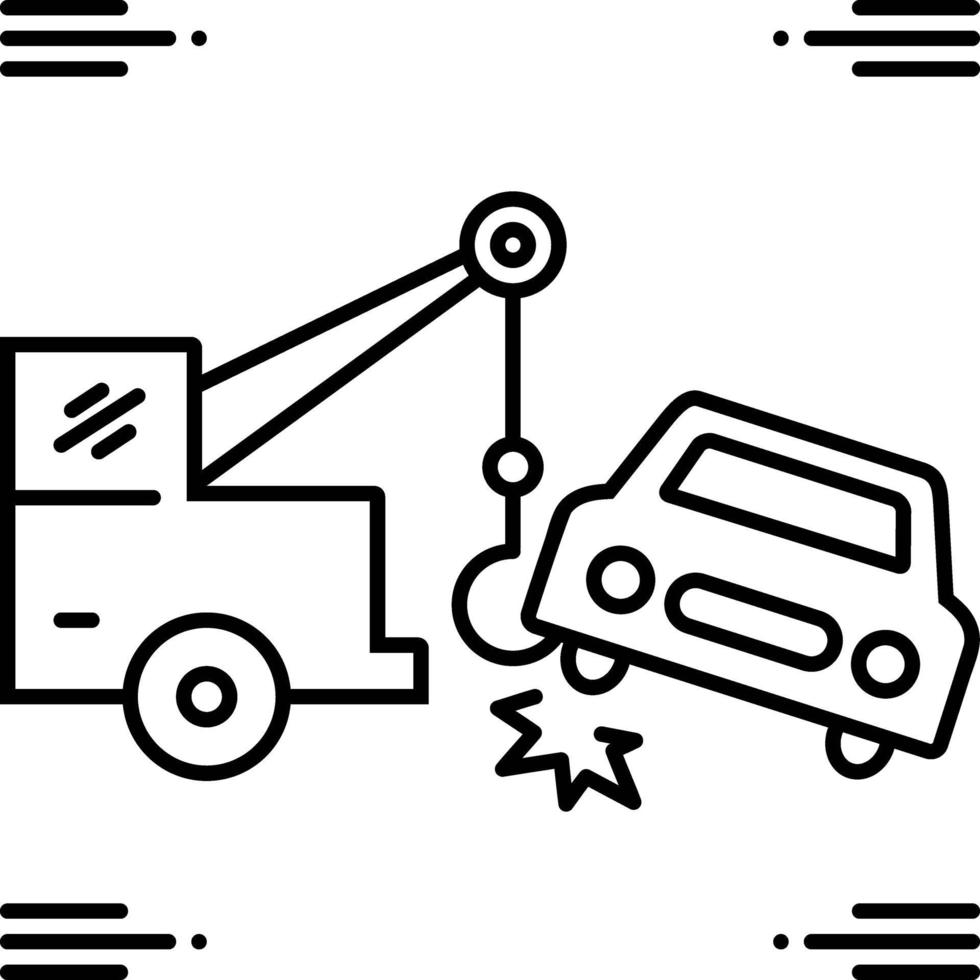 icône de ligne pour le remorquage de voiture vecteur