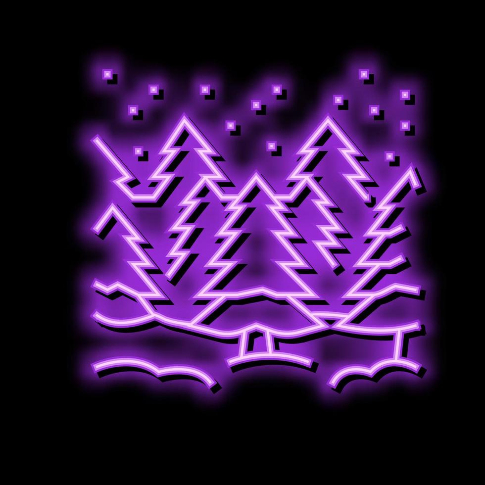 paysage hiver néon lueur icône illustration vecteur