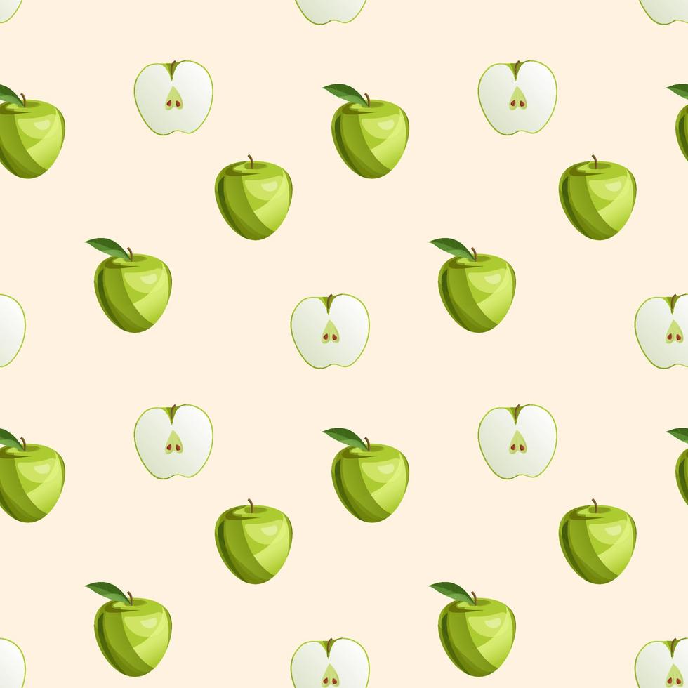 vert Pomme fruit et feuilles sans couture modèle. nourriture Contexte. vecteur dessin animé plat illustration.