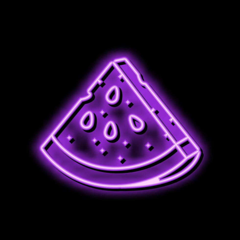 pastèque triangulaire tranche néon lueur icône illustration vecteur