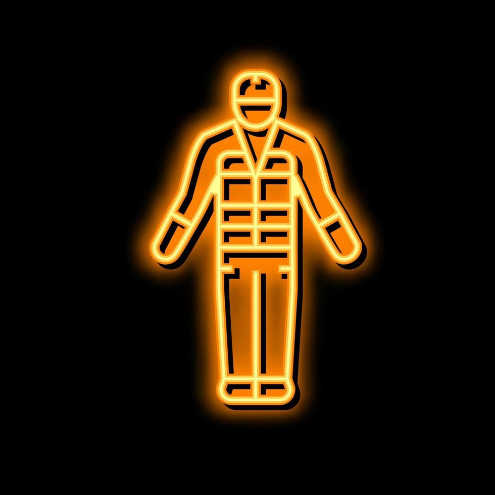 constructeur dans sécurité costume néon lueur icône illustration vecteur